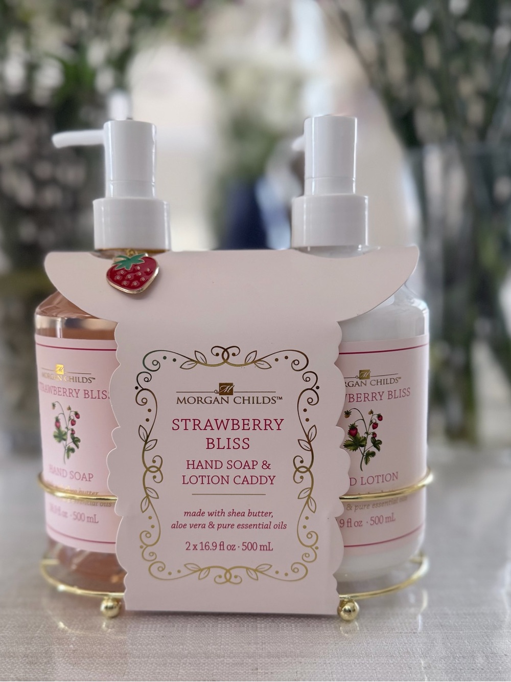 Morgan Childs - Strawberry Bliss Hand Soap & Lotion Caddy - Pink
